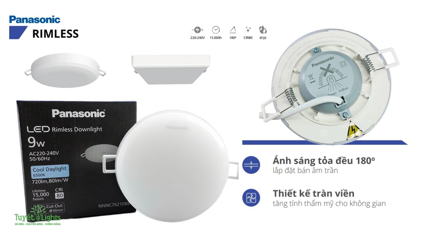  Đèn Led Downlight nổi không viền Rimsless Panasonic – Thiết Kế Không Viền Hiện Đại, Chiếu Sáng Hiệu Quả